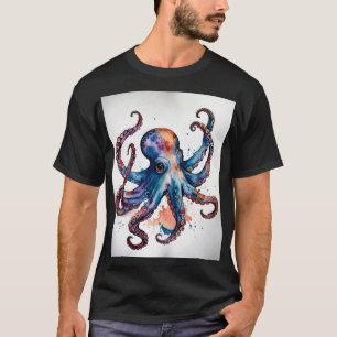 Ondas Inclusas: Tatuagem Aquarela Octopus T-Shirt