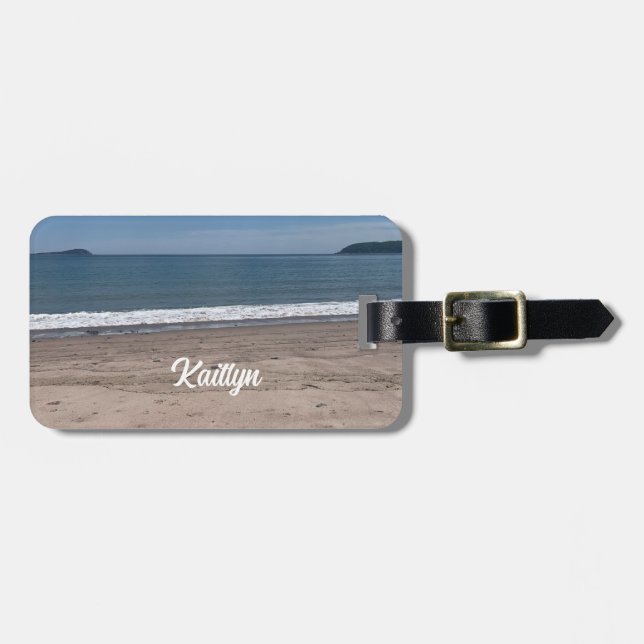 Ondas na Etiqueta de Bagagem da Praia (Frente Horizontal)