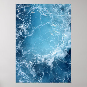 Ondas Profundas do Oceano Azul Fotografia Poster