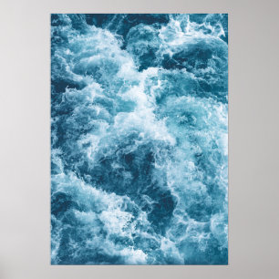 Ondas Profundas do Oceano Azul Fotografia Poster