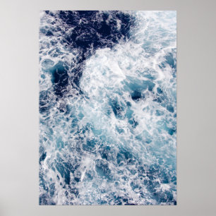 Ondas Profundas do Oceano Azul Fotografia Poster