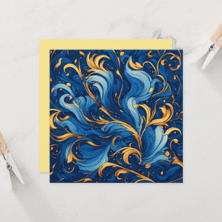 Ondas Reais de Fantasia Redemoinhos de Azul e Dour