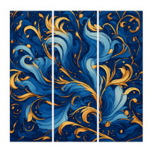 Ondas Reais de Fantasia Redemoinhos de Azul e Dour