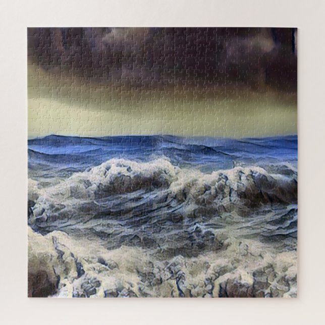 Ondas selvagens no oceano - Quebra-cabeça (Vertical)