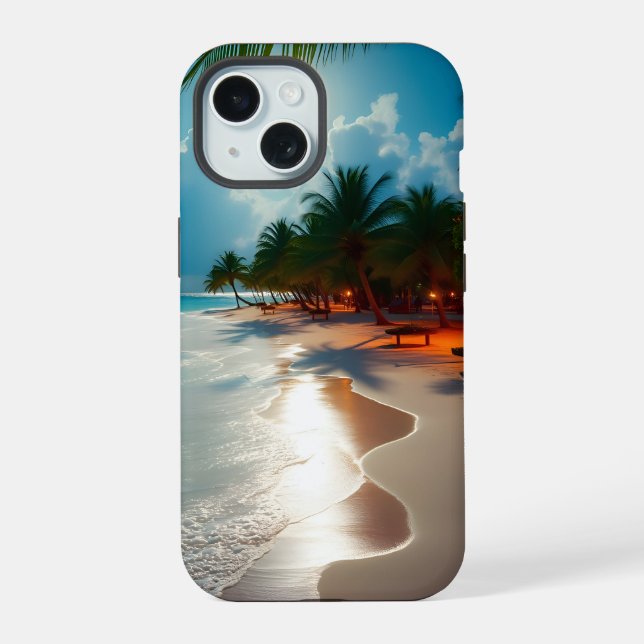 Ondas tropicais praia azul nublada (Verso)