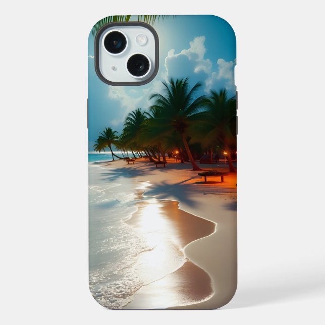 Ondas tropicais praia azul nublada (Verso)