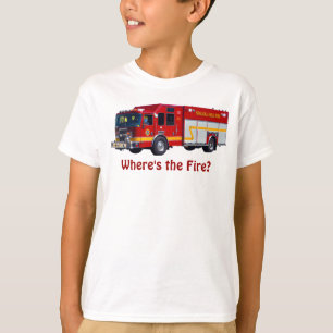 "Onde é o fogo?" T-shirt vermelho do divertimento