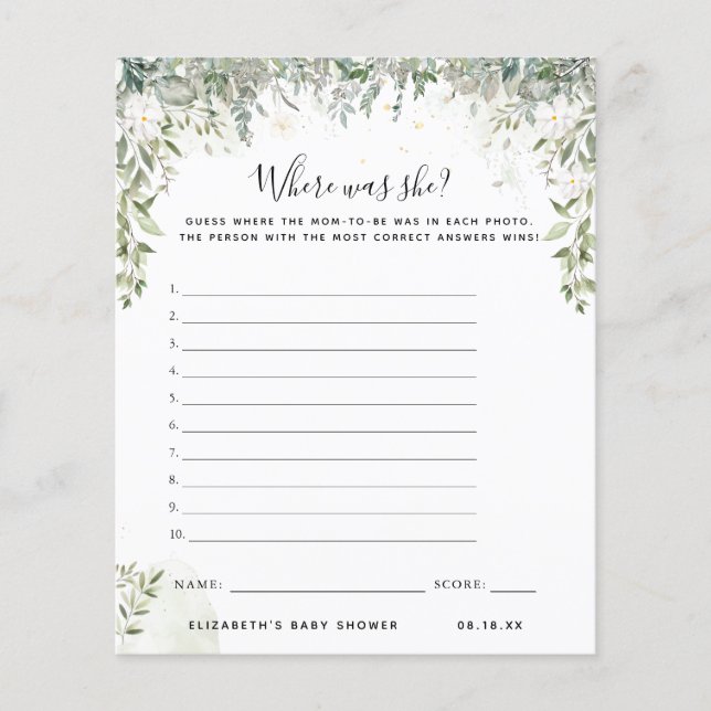 Onde ela estava | Jogo Chá de fraldas (Frente)