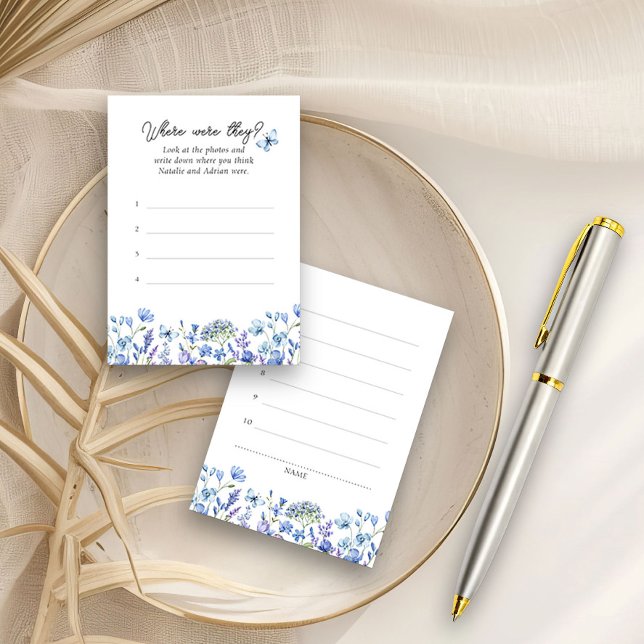 Onde Eles Estavam No Cartão De Resposta Floral De  (Where were they? guessing game answer cards from my Blue Wildflower Bridal Shower Collection
)