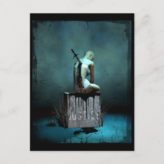 Onde está o cartão postal de arte gótica da justiç (Frente)