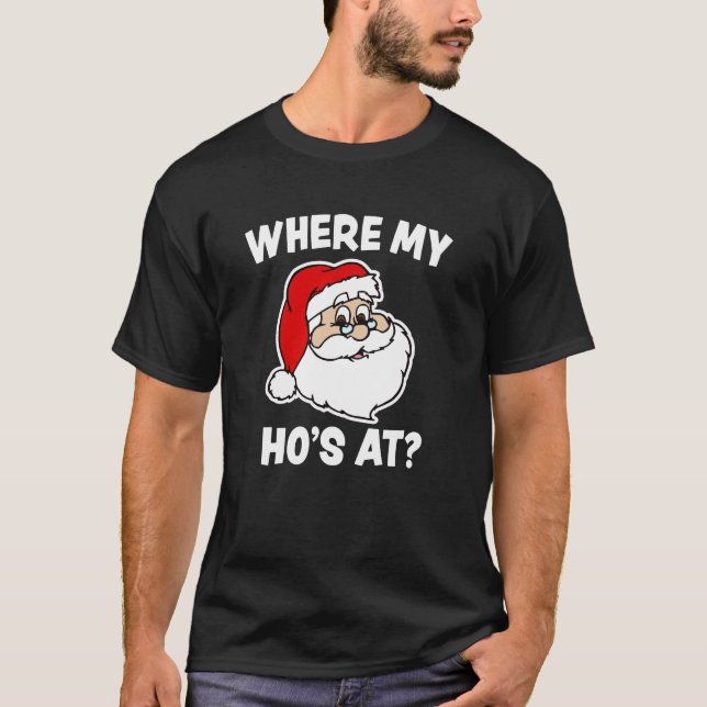 Onde meu Ho na camisa engraçada do papai noel do (Frente)