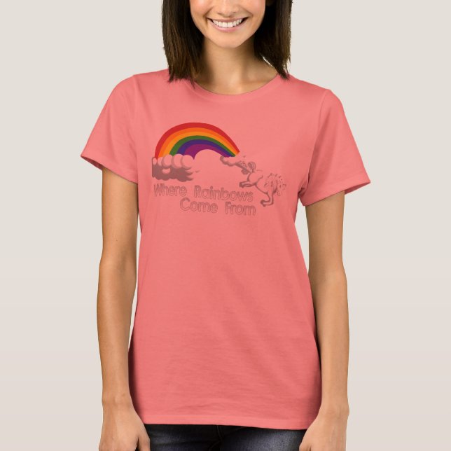 Onde os arco-íris vêm de t-shirts (Frente)