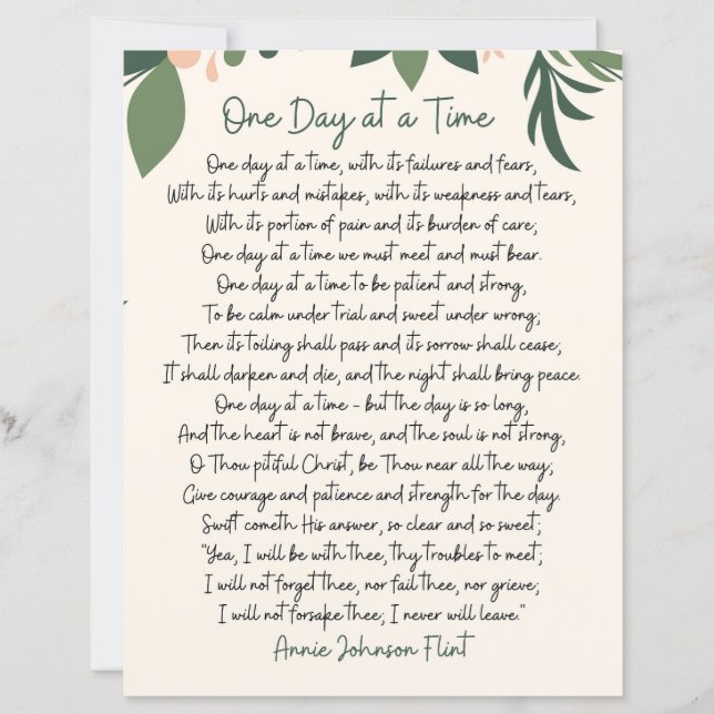 One Day At A Time Annie Johnson Flint Paper Sheet (Frente)