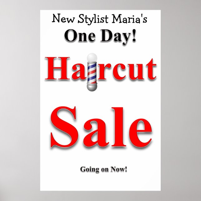 One Day Haircut Sale Beauty Salon Poster (Frente)