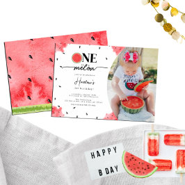 One In a Melon Photo primeiro aniversario Convite