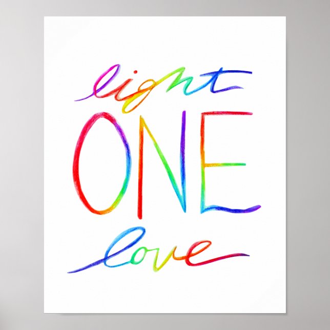 One Love & Light Inspirational Words Art Poster (Frente)