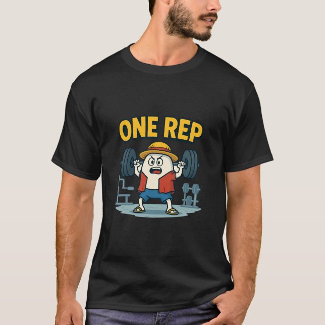 ONE REP Funny Gym Cartoon Egg Workout T-Shirt for  (Frente)