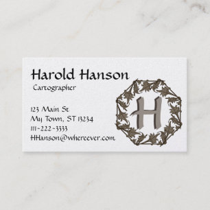 Ônibus. Cartão - Círculo de Folhas com Monograma