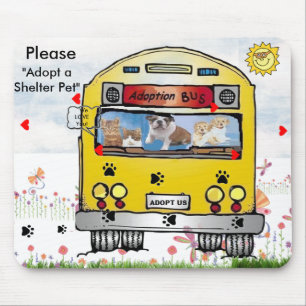 Ônibus da adopção para o Mousepad do gato & do