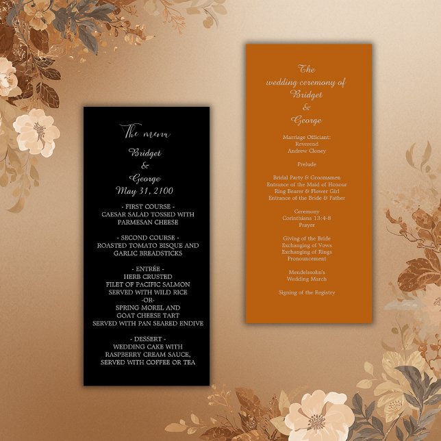 ônix preto moderno programa de casamento vintage d (Criador carregado)