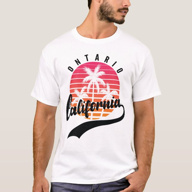 Ontário, California Retro Sunset Men's T-Shirt (Frente)