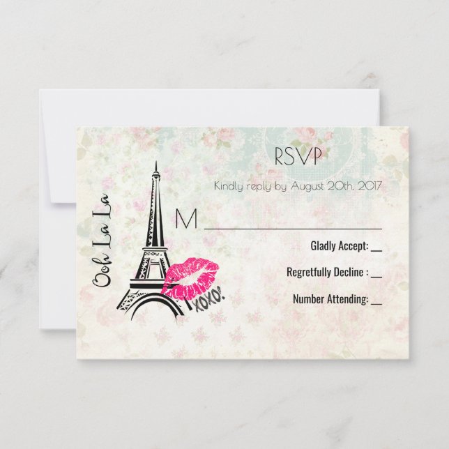 Ooh La La Paris Eiffel Tower Vintage RSVP (Frente)