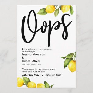 Oops Aquarela de Limões Cartão de Casamento Adiado