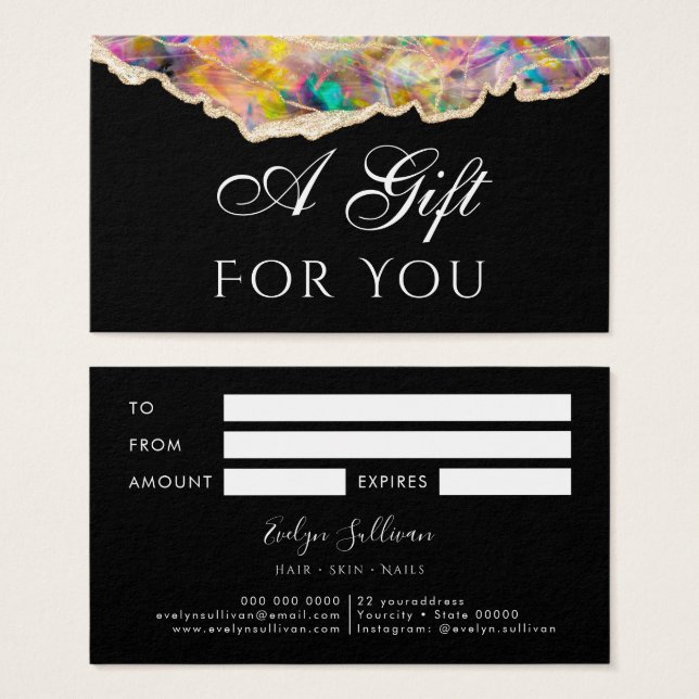 opal na placa Gift preta (Frente & Verso)