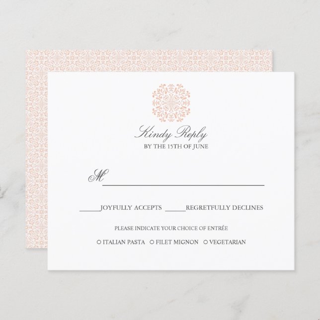Opção de menu CHic Azulejos elegantes PINK WEDDING (Frente/Verso)