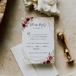 Opção de Menu de Casamento Glitter Dourado Geométr