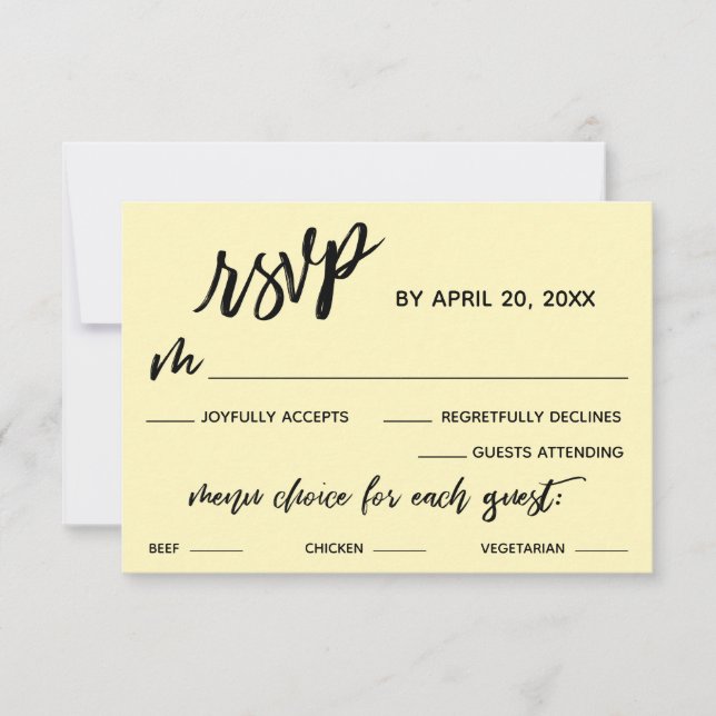 Opção de Menu de Manuscrito Casual Pale Amarelo RS (Frente)