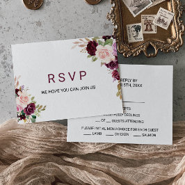 Opção de Menu Floral Verde Blush Burgundy