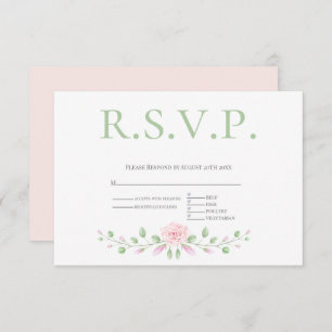 Opção de Menu RSVP - Ênfase Floral Cor-de-Rosa
