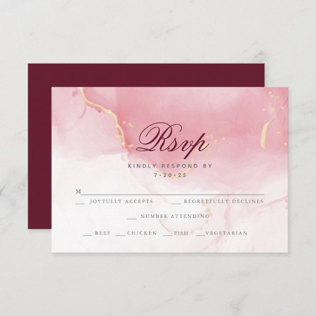 Opção de RSVP | Maroon-Cor-de-rosa Wash (Frente/Verso)
