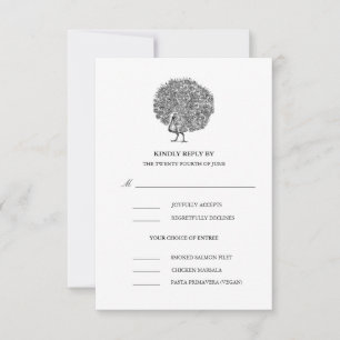 Opções de menu do Elegante Vintage Peacock RSVP