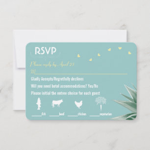 Opções de Menu RSVP de Casamento Suculente Amarelo