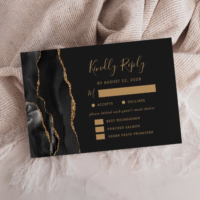 Opções de refeição de agata Dourada preta RSVP de  (Criador carregado)