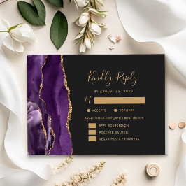 Opções de refeição de agato Dourado roxo RSVP de C