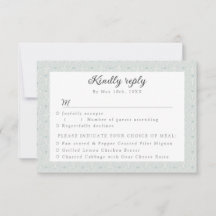 opções de refeição RSVP w padronizadas