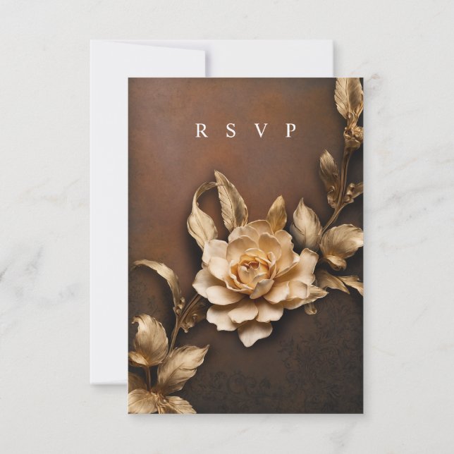 Opções de refeições RSVP de folhagem de ouro decor (Verso)