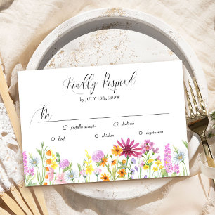 Opções de RSVP Floral de Meado de Casamento de F