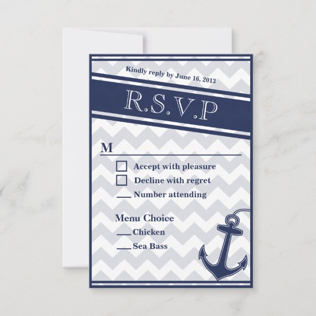 Opções do menu 2 RSVP azul do marinho de navegação (Frente)