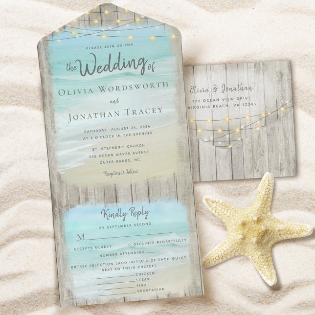 Opções do Menu Casamento de Destino Rustic Beach (Criador carregado)