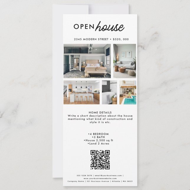 Open House Real Estate Acumulado Cartão com fotos (Frente)