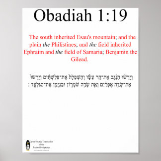 Open Source Translation Obadiah 1:19 Poster