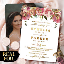 Ophelia Foto de Noivado Floral Bodas Ouro Real
