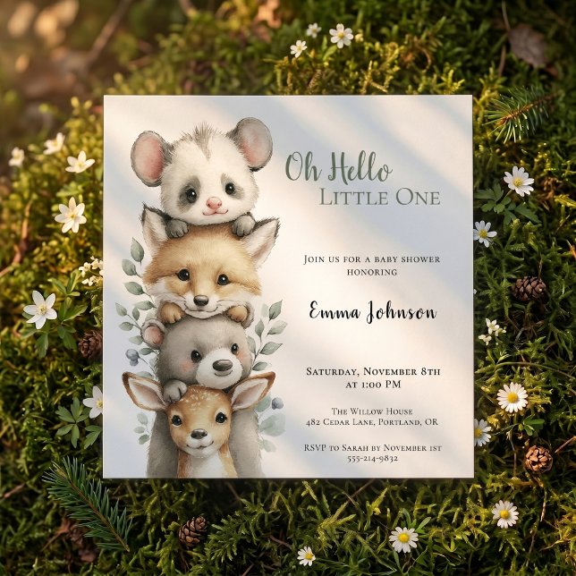 Opossum Woodland Baby Shower Invitation (Opossum Woodland Baby Shower Invitation)