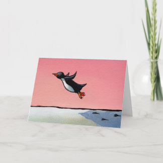 Optimista eterno da arte do pinguim do cartão dos