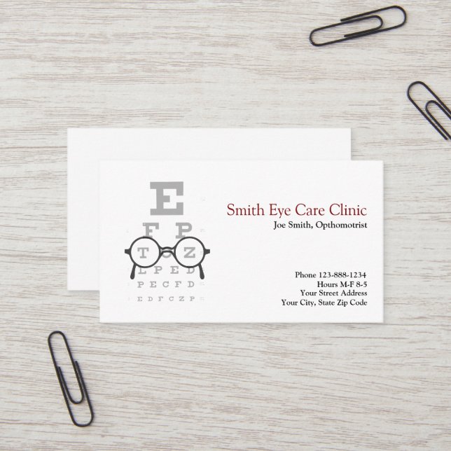 Optometrista Ophtalmologista Cartão de visita (Frente/Verso In Situ)