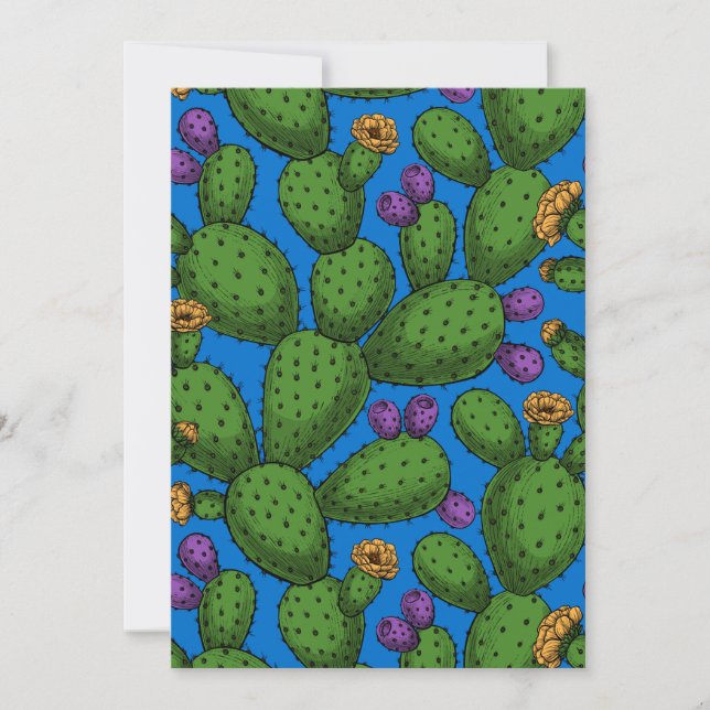 Opuntia florescente em azul (Frente)